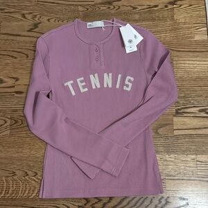 NWT Tory Burch Mauve Ribbed Long Sleeve Top